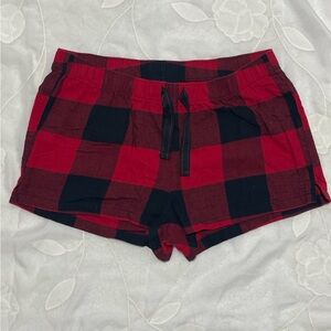 Red and Black Plaid Shorts